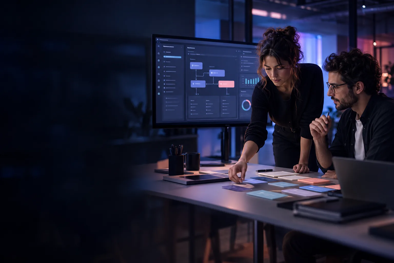 Equipo definiendo el flujo de una solución de software a la medida